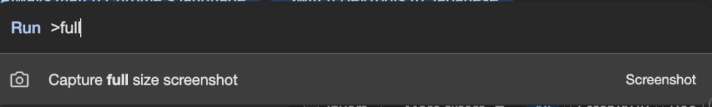 Chrome のコマンドダイアログでスクリーンショットのメニューを検索 - 【Mac版】Chromeでページ全体のフルスクショを撮る裏技【拡張機能なし】